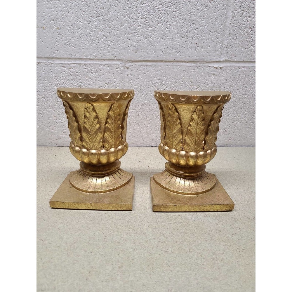 Pair of Vintage Gold Polyresin Bookends by CBK Ltd 1995